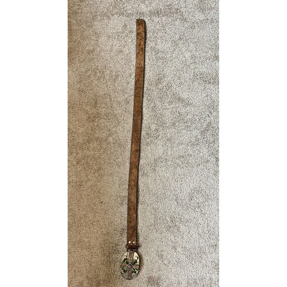 Leatherock 7563 Genuine Leather Belt w/ Gemstone Studded Buckle Boho Western 34M - Picture 8 of 11